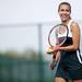 Greenhills No 1 singles player Rae Schuller smiles while playing against Saline on Tuesday, May 14. Daniel Brenner I AnnArbor.com